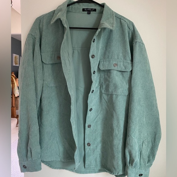 Velvet Heart Tops - sea green corduroy shirt jacket!